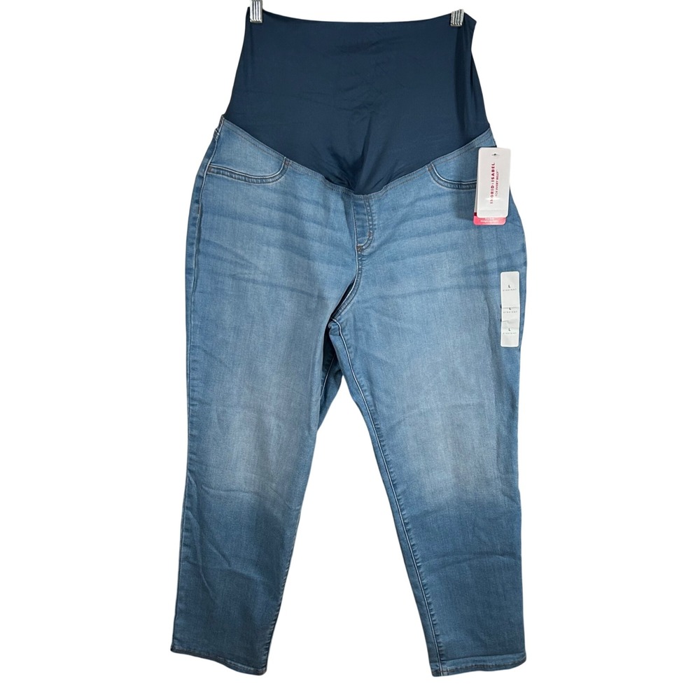Ingrid & Isabel Maternity Over Belly Straight Leg Jeans Light Wash Size L New